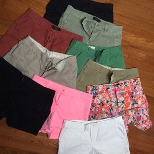 Lot of 9 J crew shorts & 1 Gap shorts. All size 8